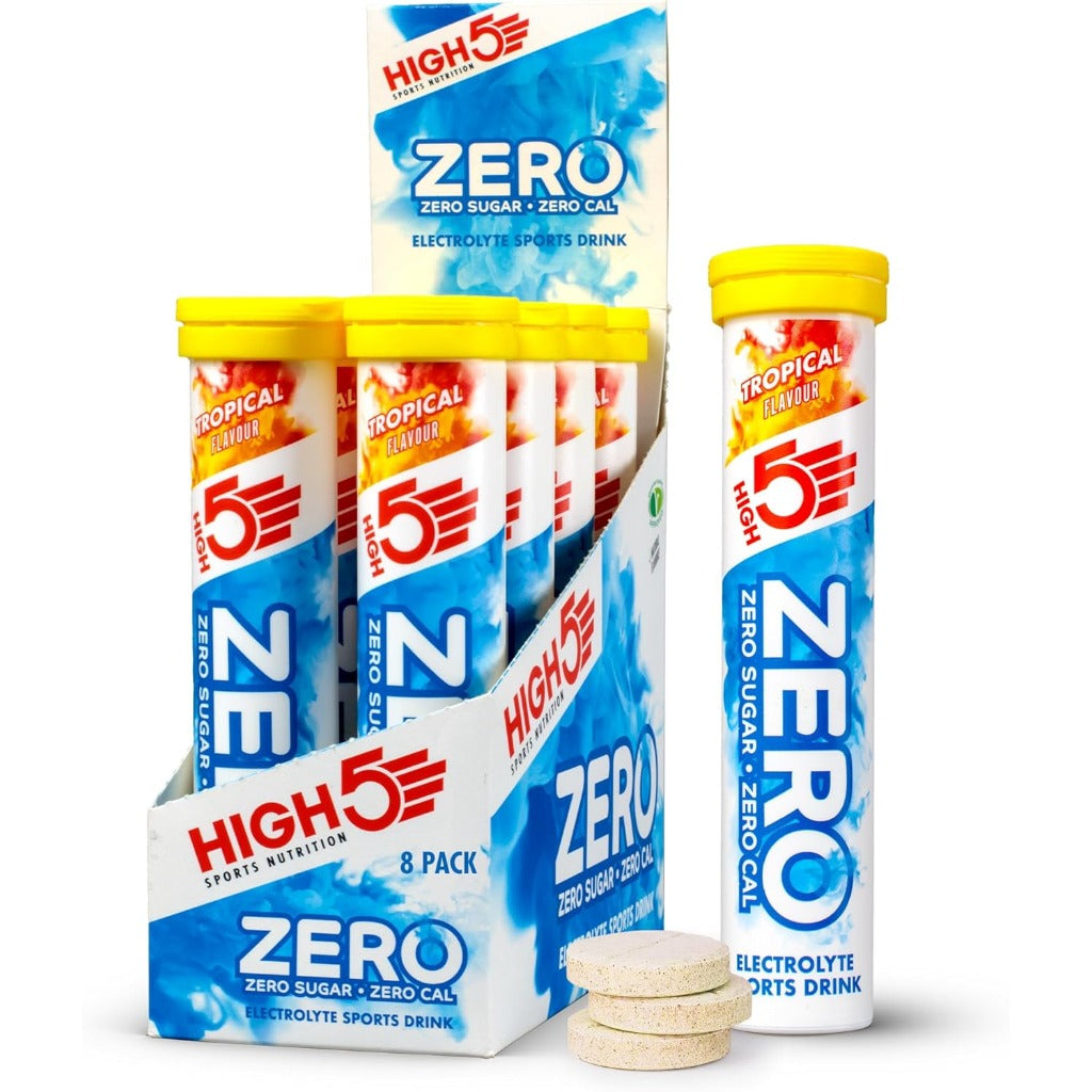 HIGH5 Zero Electrolyte Tablets - Hydration Tablets with Vitamin C - Tropical - 160 Tablets - 8 x 20 Pack - Sugar Free - Very Good - BBE 08/2027