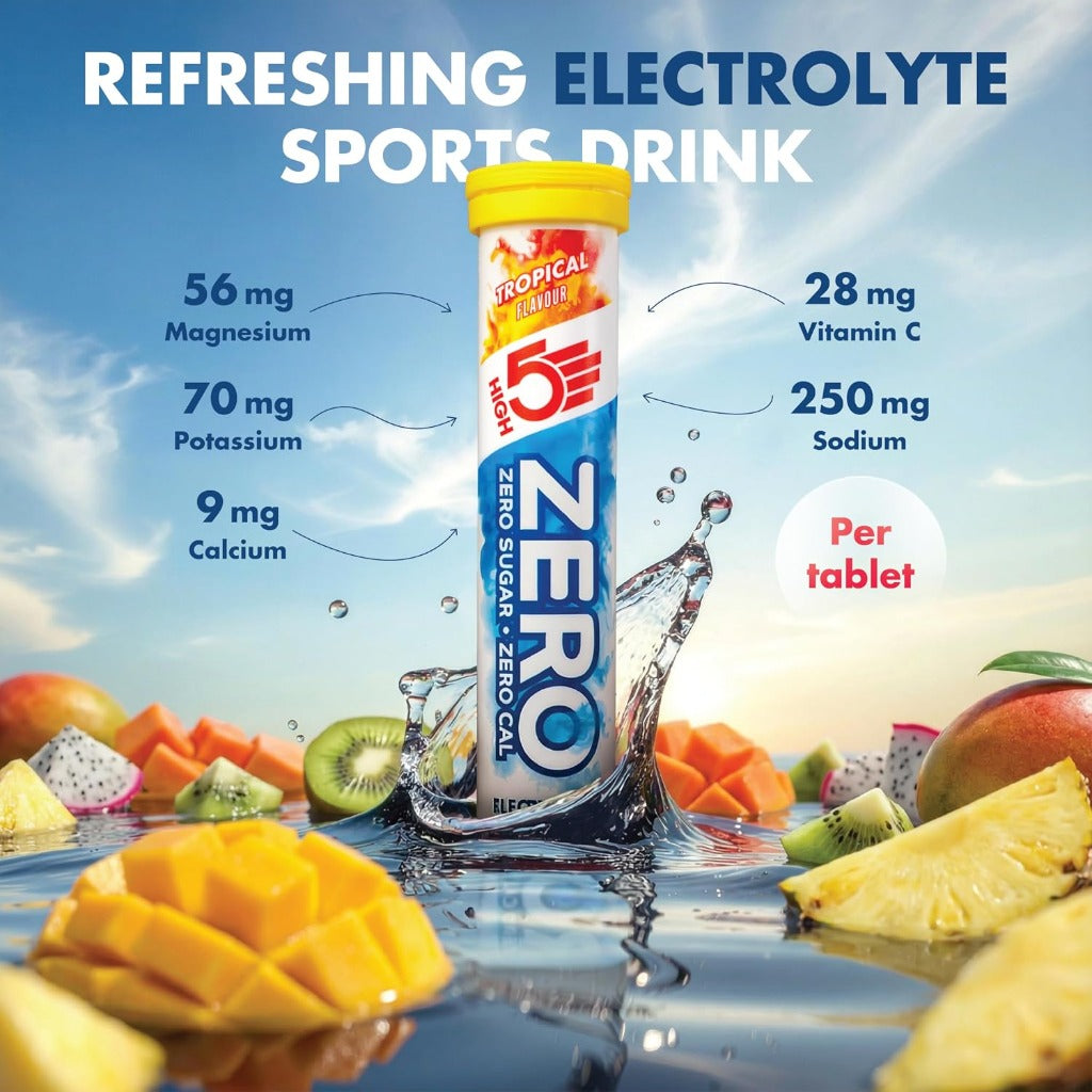HIGH5 Zero Electrolyte Tablets - Hydration Tablets with Vitamin C - Tropical - 160 Tablets - 8 x 20 Pack - Sugar Free - Very Good - BBE 08/2027
