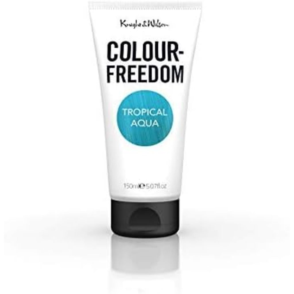 Knight & Wilson Colour-Freedom Tropical Aqua Blue Green Semi-Permanent Hair Colour 150ml - Vegan Shine Booster Mask - Ammonia Free - Damaged Box