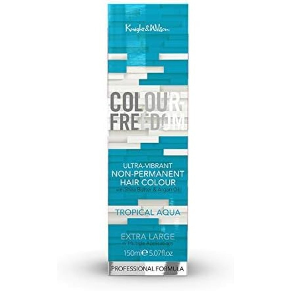 Knight & Wilson Colour-Freedom Tropical Aqua Blue Green Semi-Permanent Hair Colour 150ml - Vegan Shine Booster Mask - Ammonia Free - Damaged Box