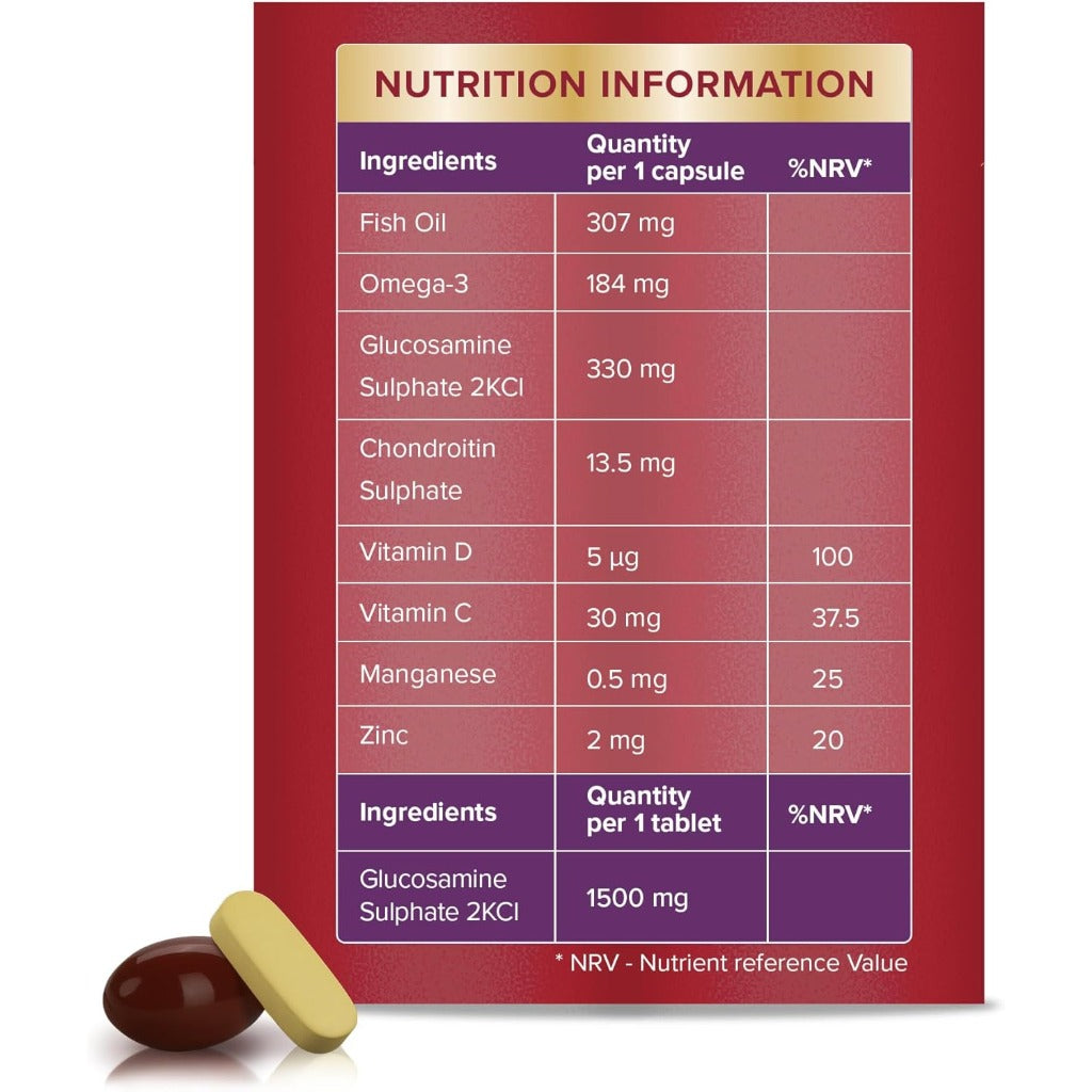 Seven Seas JointCare MAX Glucosamine Omega-3 Chondroitin Vitamins C D Manganese Zinc 30-Day Pack Supplement - Damaged Box - BBE 07/2026