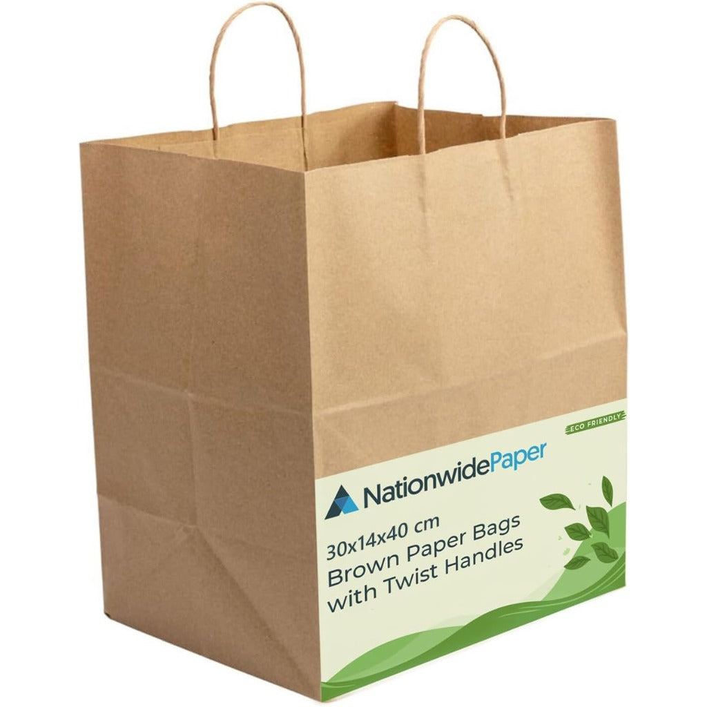NationwidePaper 50 Extra Large Brown Paper Bags - Twisted Handles - 30x14x40cm Gift Party Sweet Bags - Damaged Box