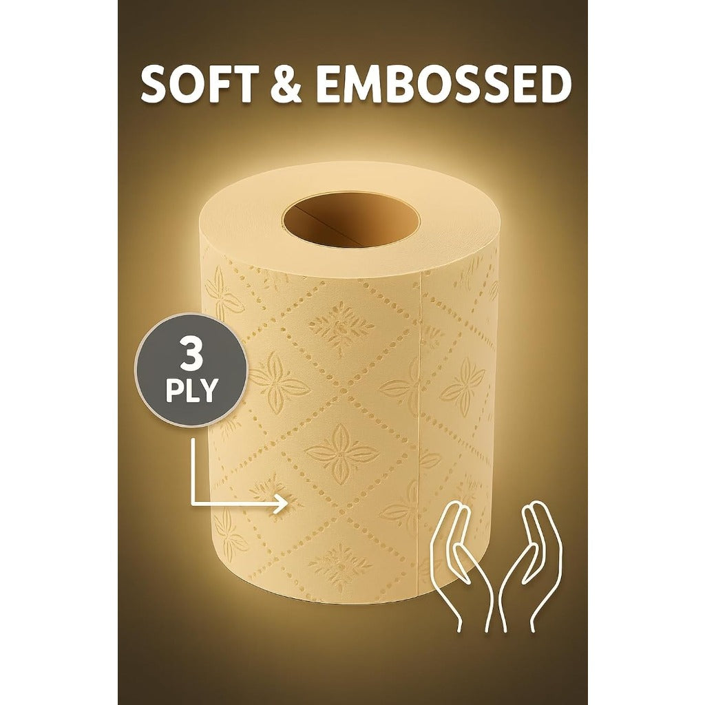 Pure Boo Unbleached Bamboo Toilet Paper 24 Pack - 3-Ply 200 Sheets Eco-Friendly Soft Strong - Damaged Box