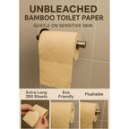 Pure Boo Unbleached Bamboo Toilet Paper 24 Pack - 3-Ply 200 Sheets Eco-Friendly Soft Strong - Damaged Box