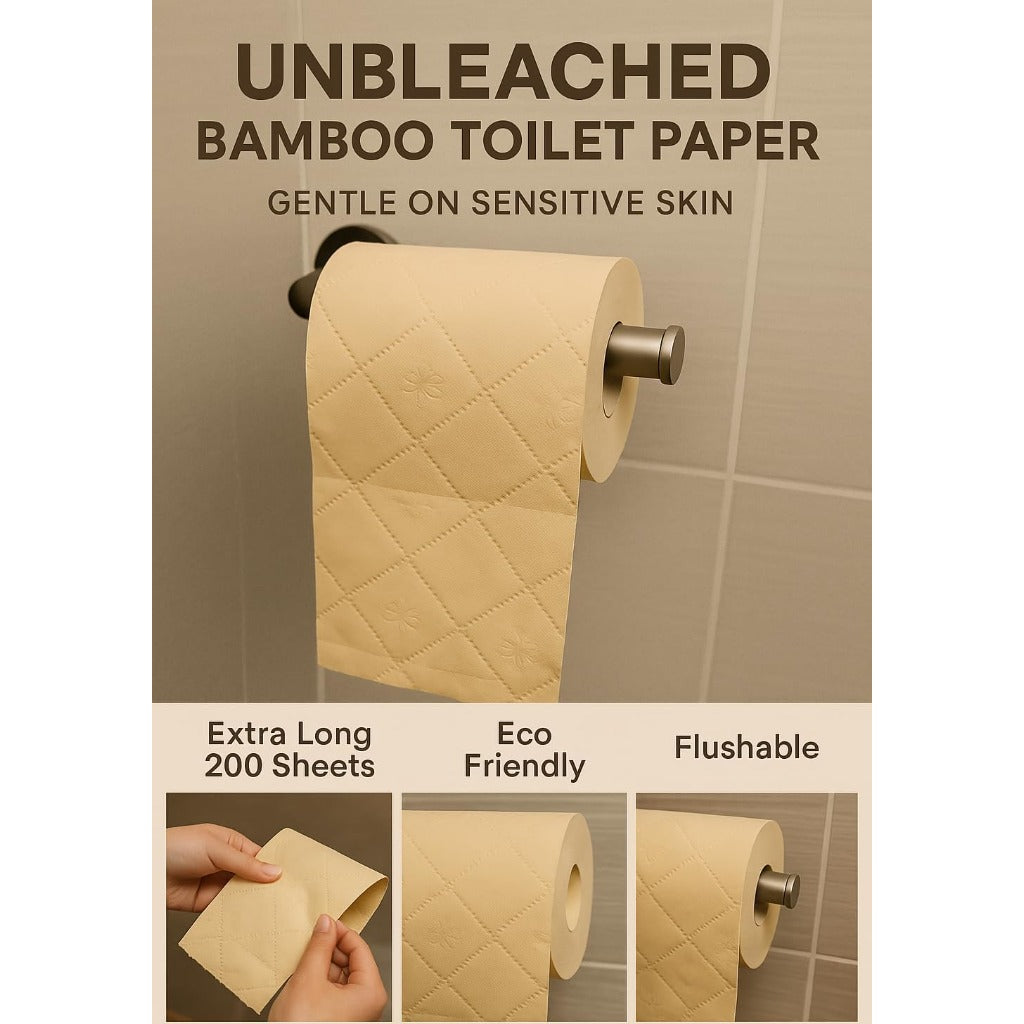 Pure Boo Unbleached Bamboo Toilet Paper 24 Pack - 3-Ply 200 Sheets Eco-Friendly Soft Strong - Damaged Box
