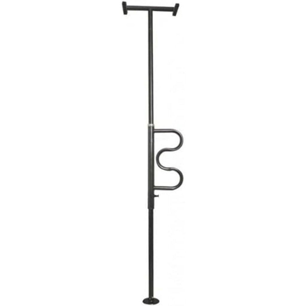 NRS Floor to Ceiling Security Pole with Curved Grab Bar - Black Finish - Support Aid Mobility Assist - Good