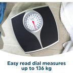 Salter 148 BKSVDR Speedo Dial Mechanical Bathroom Scale - Easy Read, Large Platform, 136kg / 21st - Good