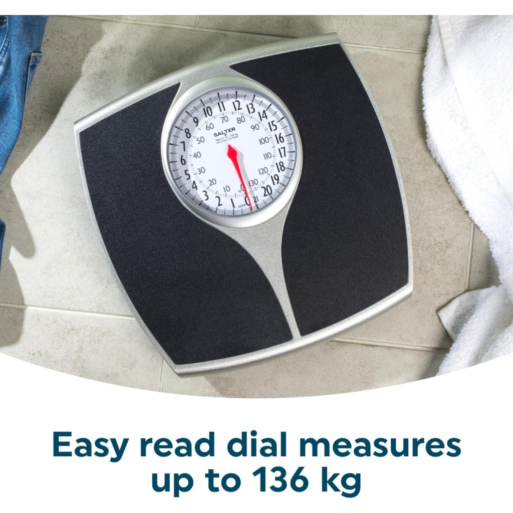 Salter 148 BKSVDR Speedo Dial Mechanical Bathroom Scale - Easy Read, Large Platform, 136kg / 21st - Good
