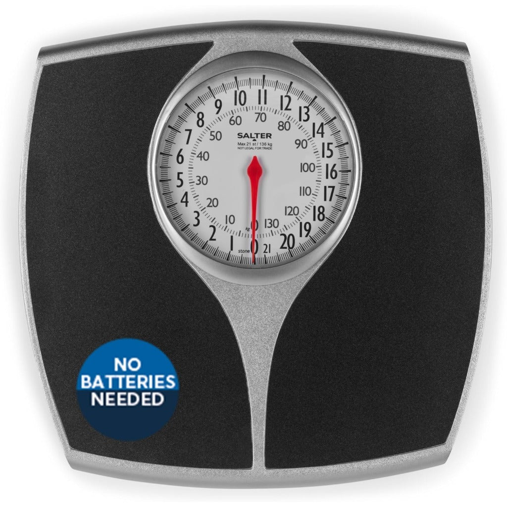 Salter 148 BKSVDR Speedo Dial Mechanical Bathroom Scale - Easy Read, Large Platform, 136kg / 21st - Good