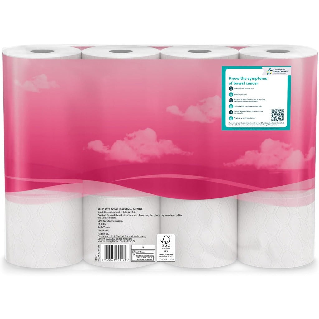 by Amazon Ultra Soft Toilet Tissue - 4-Ply - 48 Rolls (4x12) - 160 Sheets - FSC Certified Toilet Paper - Damaged Box