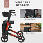 HOMCOM Rollator Walker with Seat Compact Quick Folding 8" Wheels Red - Damaged Box