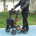 HOMCOM Rollator Walker with Seat Compact Quick Folding 8" Wheels Red - Damaged Box