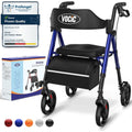 VOCIC Rollator Walker with Seat - Lightweight Foldable Walking Aid - Mobility Support - Max 150kg Capacity - Damaged Box