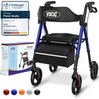 VOCIC Rollator Walker with Seat - Lightweight Foldable Walking Aid - Mobility Support - Max 150kg Capacity - Damaged Box