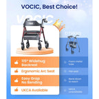 VOCIC Rollator Walker with Seat - Lightweight Foldable Walking Aid - Mobility Support - Max 150kg Capacity - Damaged Box