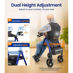 VOCIC Rollator Walker with Seat - Lightweight Foldable Walking Aid - Mobility Support - Max 150kg Capacity - Damaged Box