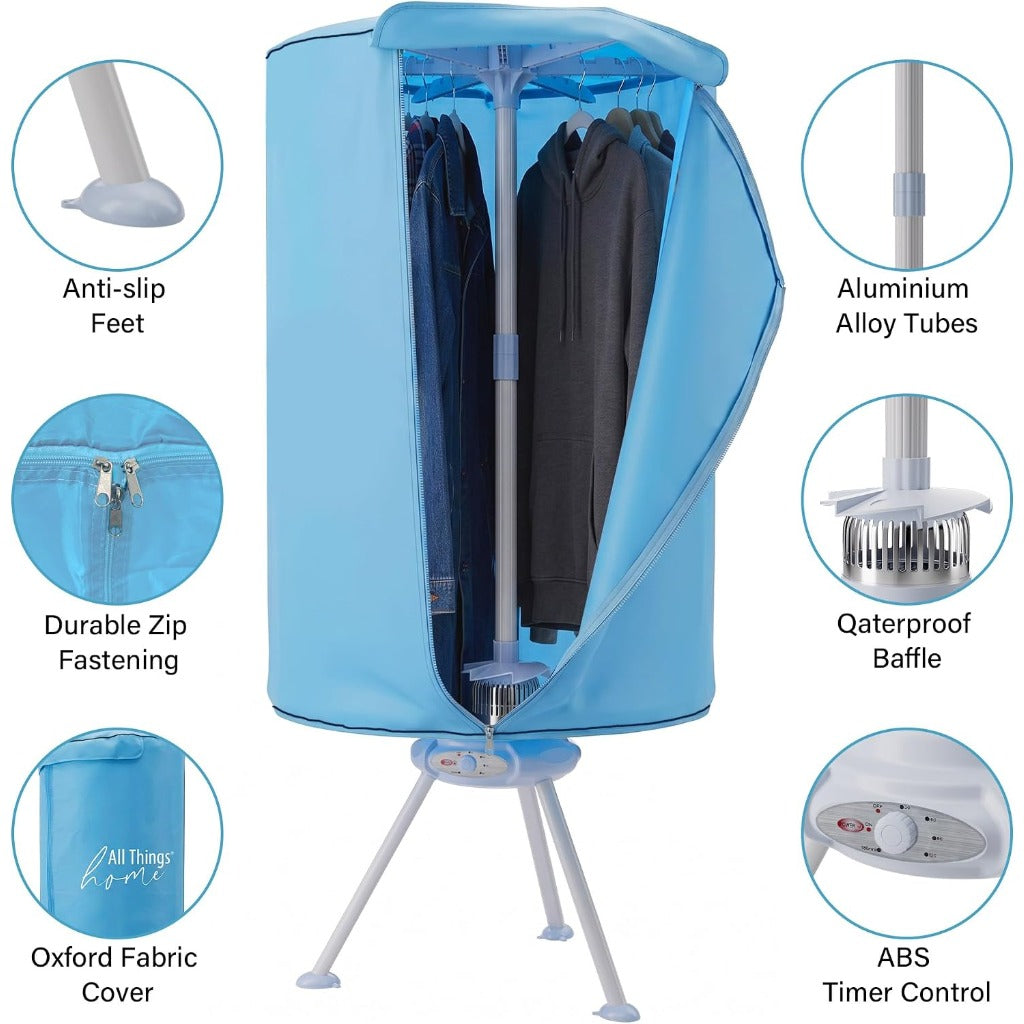 Portable Electric Clothes Dryer - 1000W Fast Drying Heated Airer Machine for Indoor Home Dorms - All Fabrics Drier - Very Good