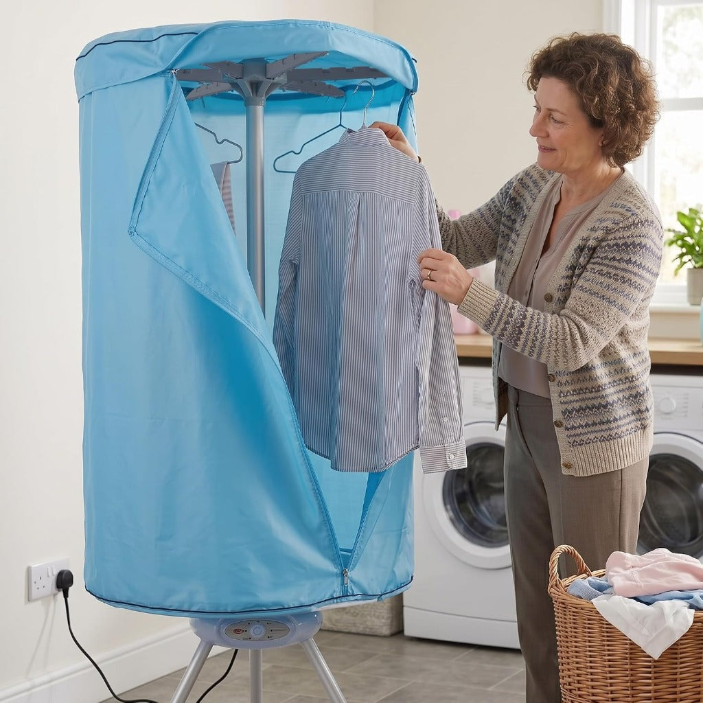 Portable Electric Clothes Dryer - 1000W Fast Drying Heated Airer Machine for Indoor Home Dorms - All Fabrics Drier - Very Good