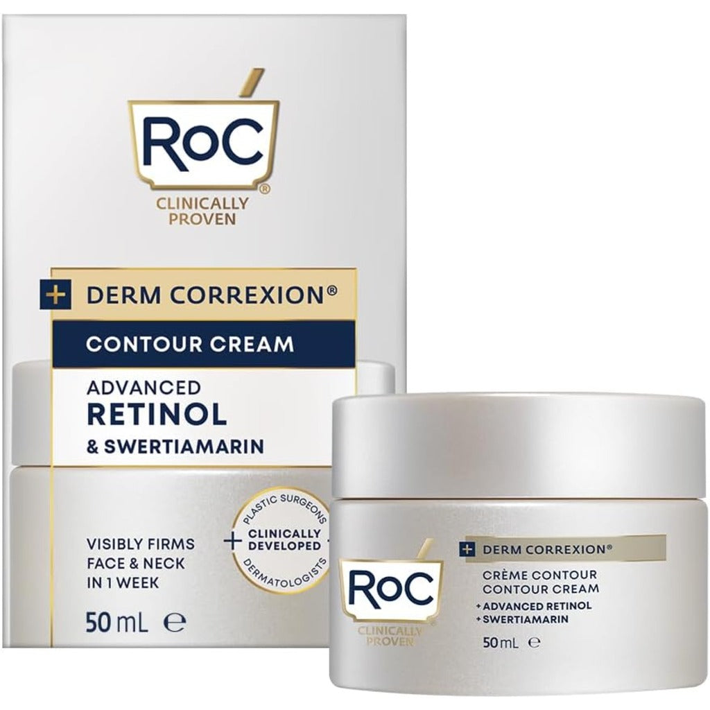 RoC Derm Correxion Contour Cream - Firming Moisturiser Face & Neck with Retinol - 50ml Anti-Aging Cream - Damaged Box