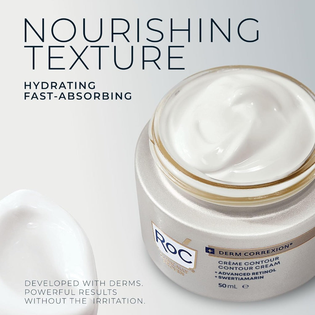 RoC Derm Correxion Contour Cream - Firming Moisturiser Face & Neck with Retinol - 50ml Anti-Aging Cream - Damaged Box