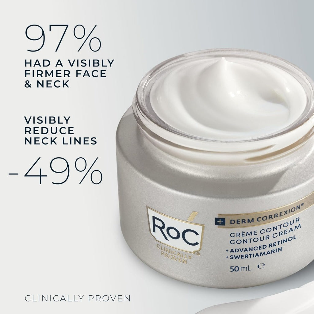 RoC Derm Correxion Contour Cream - Firming Moisturiser Face & Neck with Retinol - 50ml Anti-Aging Cream - Damaged Box