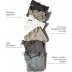 BEAUTY BAY Smoky 16 Colour Eyeshadow Palette - White Grey Navy Silver Black - Matte Shimmer Finishes - 16 x 1.4g - Damaged Box
