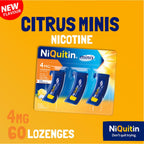 NiQuitin 4mg Minis Citrus Lozenges - 3x20 Pack - Nicotine Oral Stop Smoking Aid - Craving Relief - Damaged Box - BBE 03/2027