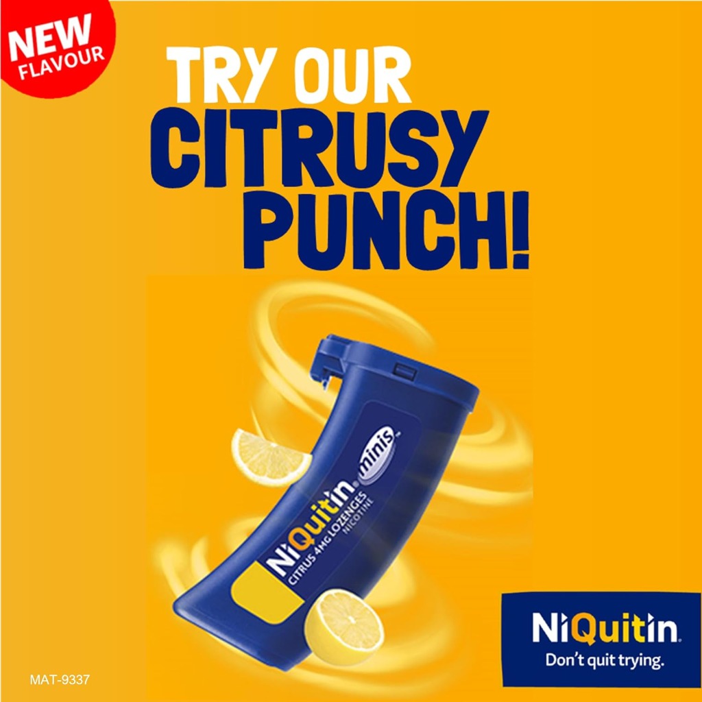 NiQuitin 4mg Minis Citrus Lozenges - 3x20 Pack - Nicotine Oral Stop Smoking Aid - Craving Relief - Damaged Box - BBE 03/2027