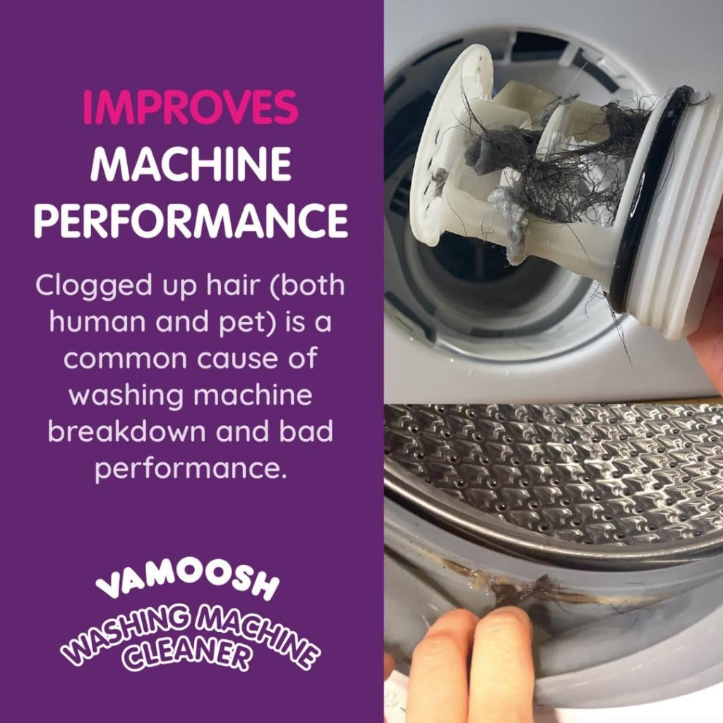 Vamoosh 6-in-1 Washing Machine Cleaner - Pink Grapefruit Scent - Hair Odour Limescale Removal - Antibacterial Deep Clean - 2 Sachets - Damaged Box