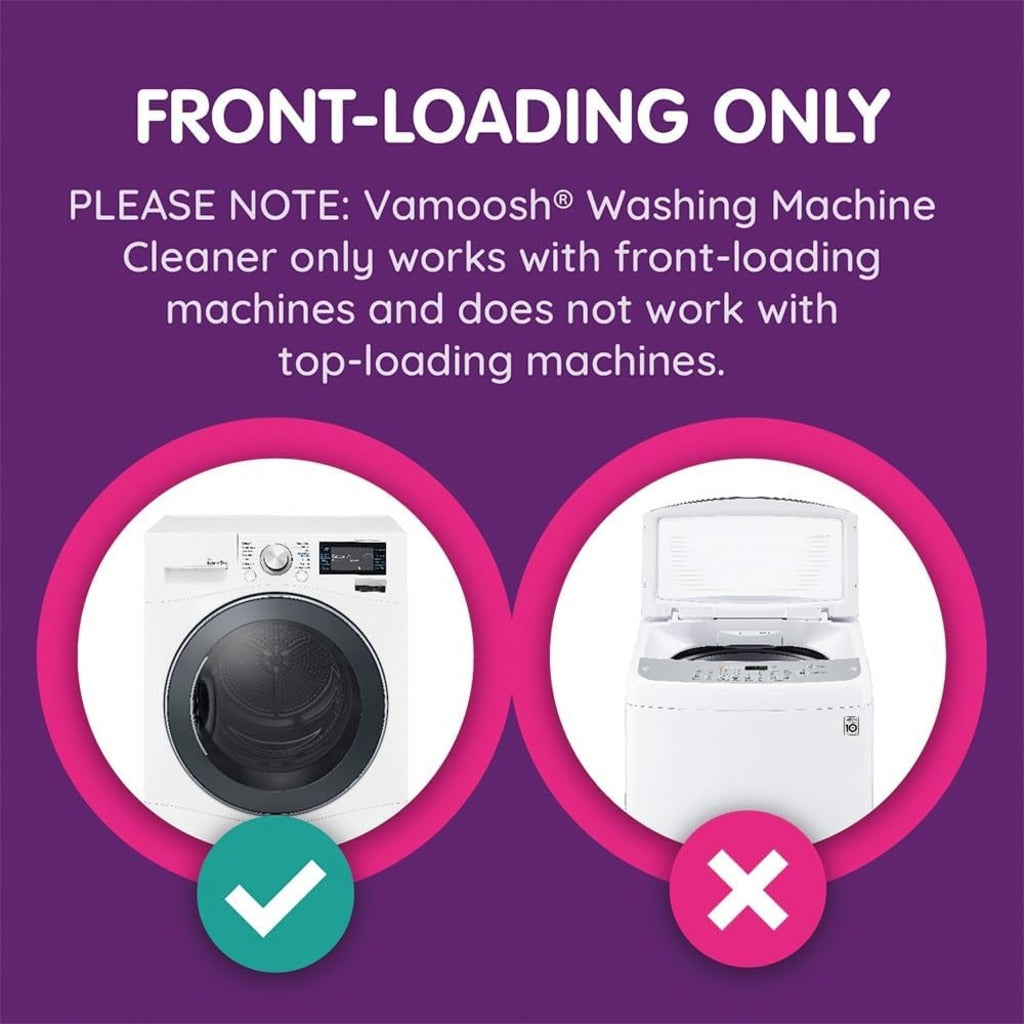 Vamoosh 6-in-1 Washing Machine Cleaner - Pink Grapefruit Scent - Hair Odour Limescale Removal - Antibacterial Deep Clean - 2 Sachets - Damaged Box