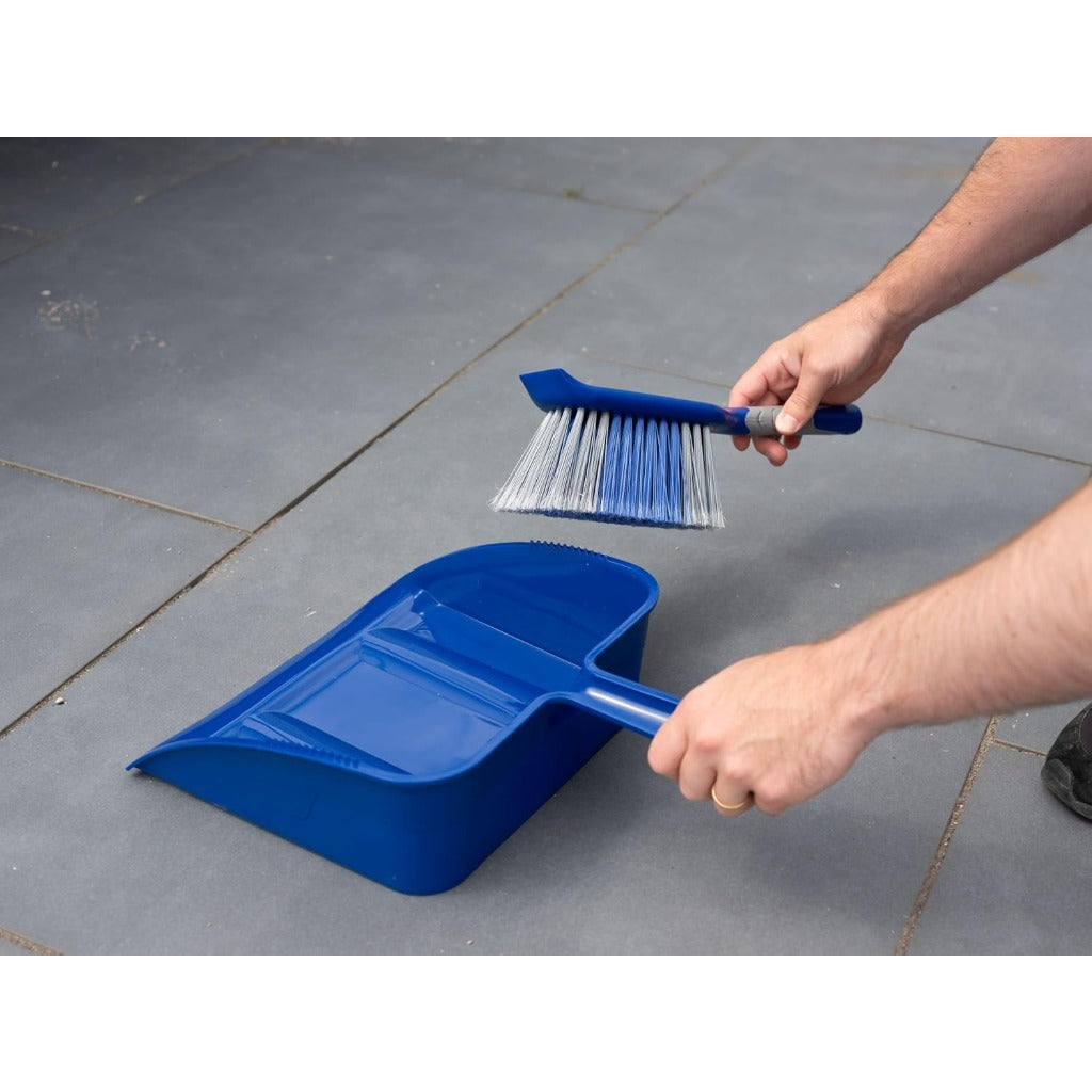 Addis Outdoor Dustpan & Brush Set - Heavy Duty Yard Sweeper - Stiff Bristle Brush, Large Dustpan for Patio, Garden, Driveway Cleaning - New