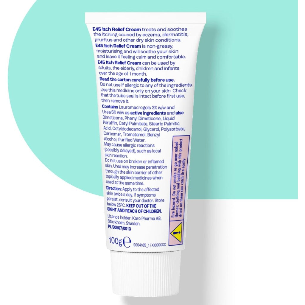 E45 Itch Relief Cream 100g - Anti-Itch Eczema Dermatitis Skin Irritation Relief - Non-Greasy Soothing Cream - Very Good - BBE 06/2027