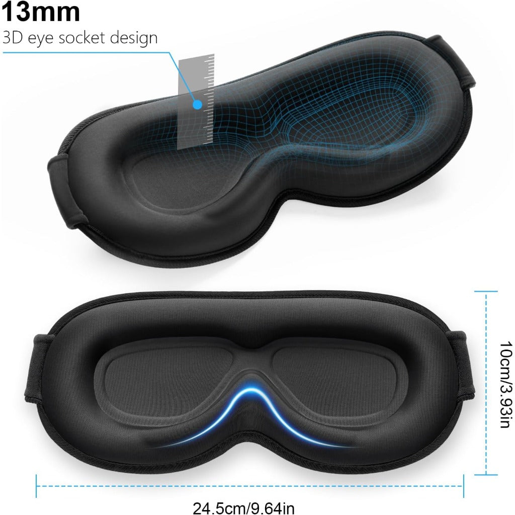 Gritin Blackout Sleep Mask - Zero Pressure 3D Ergonomic Eye Mask for Men Women - Ultra Soft Travel Nap - Very Good