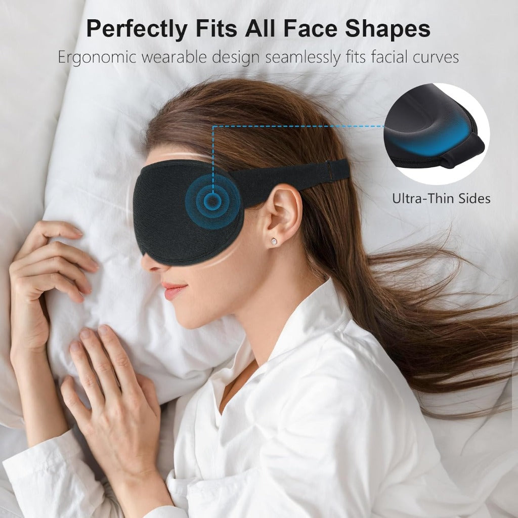 Gritin Blackout Sleep Mask - Zero Pressure 3D Ergonomic Eye Mask for Men Women - Ultra Soft Travel Nap - Very Good