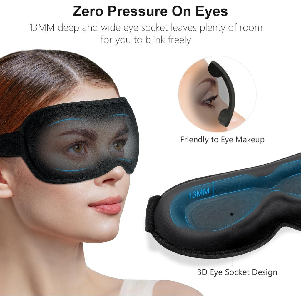 Gritin Blackout Sleep Mask - Zero Pressure 3D Ergonomic Eye Mask for Men Women - Ultra Soft Travel Nap - Very Good