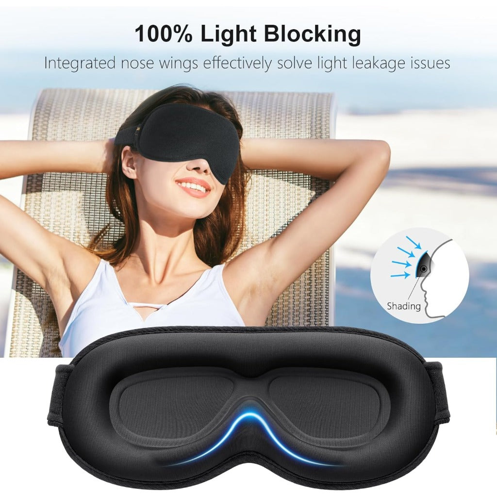 Gritin Blackout Sleep Mask - Zero Pressure 3D Ergonomic Eye Mask for Men Women - Ultra Soft Travel Nap - Very Good