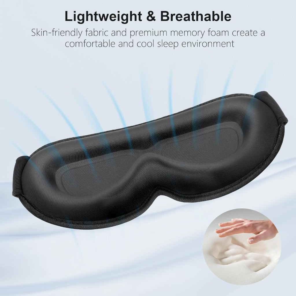 Gritin Blackout Sleep Mask - Zero Pressure 3D Ergonomic Eye Mask for Men Women - Ultra Soft Travel Nap - Very Good