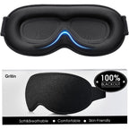 Gritin Blackout Sleep Mask - Zero Pressure 3D Ergonomic Eye Mask for Men Women - Ultra Soft Travel Nap - Very Good