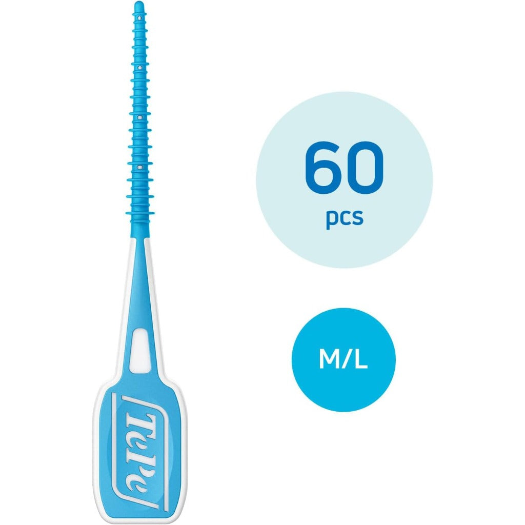 TePe EasyPick Dental Toothpicks - ISO M-L Blue - 60pcs - Plaque Removal - Interdental Cleaning Tool - New