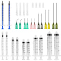 TRUEIN Colostrum Syringe Kit - 24 Pcs 1ml 3ml 5ml 10ml 20ml Plastic Syringes with Blunt Needles & Caps for Labs - Damaged Box