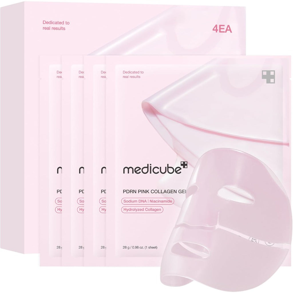 medicube Jelly Gel Mask - Salmon DNA PDRN Pink Collagen - Hydrating Face Masks - 4 Pack Skincare - Damaged Box