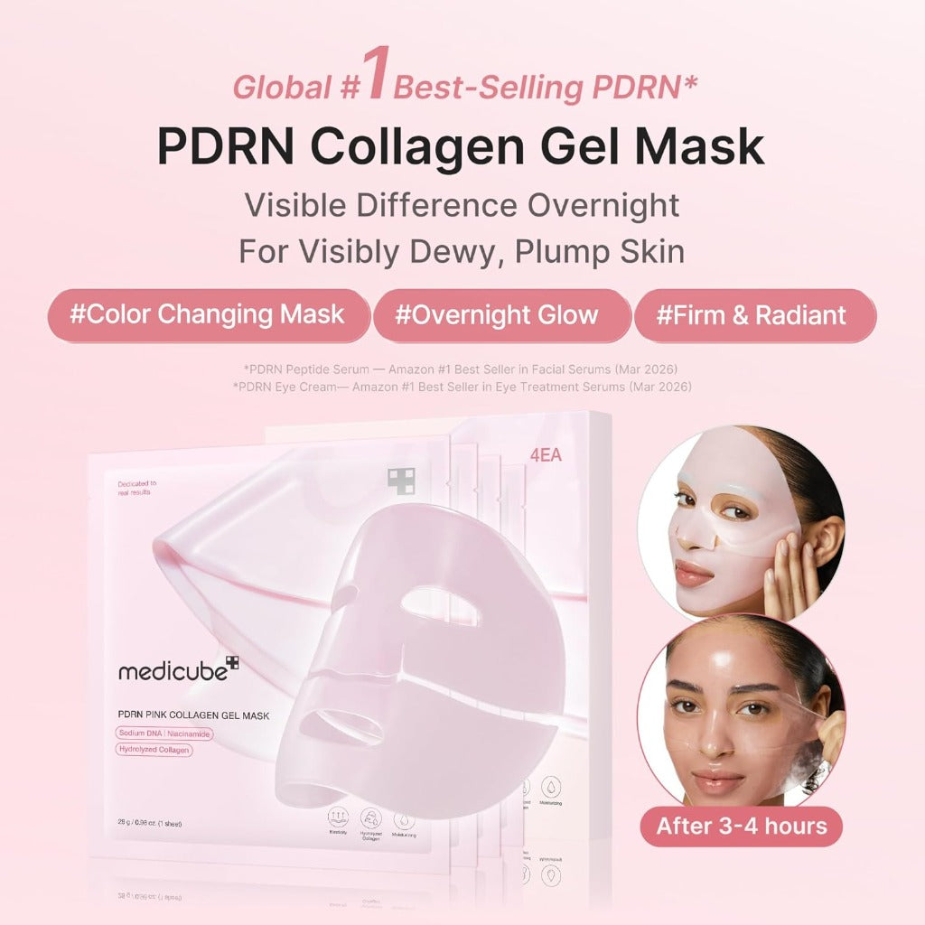 medicube Jelly Gel Mask - Salmon DNA PDRN Pink Collagen - Hydrating Face Masks - 4 Pack Skincare - Damaged Box
