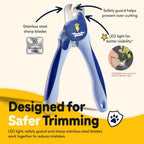 Thunderpaws Dog Nail Clippers - Professional-Grade Pet Claw Trimmers with Safety Guard & Lock - Medium to Large Breeds - Blue - LED Light - Damaged Box