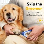 Thunderpaws Dog Nail Clippers - Professional-Grade Pet Claw Trimmers with Safety Guard & Lock - Medium to Large Breeds - Blue - LED Light - Damaged Box