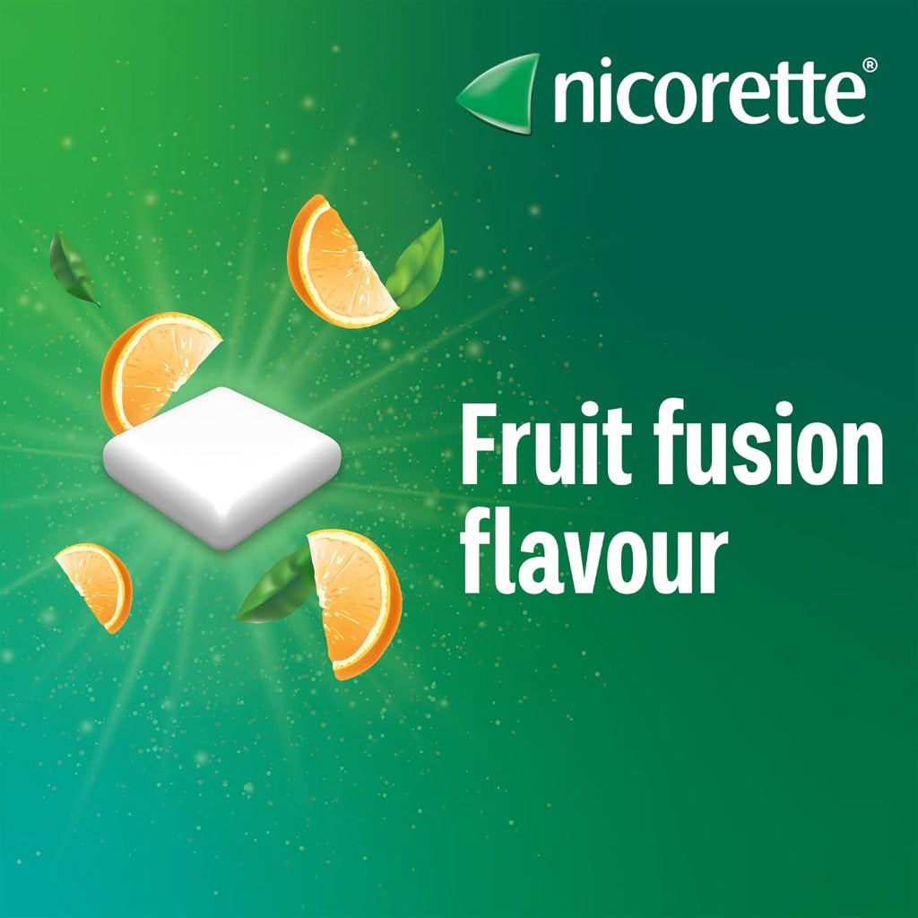 Nicorette Fruitfusion 4mg Gum - 105 Pieces - Stop Smoking & Vaping Aid - Nicotine Replacement Therapy NRT - Damaged Box - BBE 02/2029