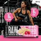 Warrior RAW Protein Bars 12 x 75g - 20g High Protein Bar, Low Sugar High Fibre Oat Protein Flapjack - Protein Snacks, Meal Replacement Bars (White Chocolate Cranberry) - Damaged Box - BBE 08/2027