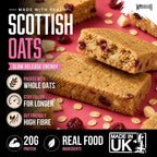 Warrior RAW Protein Bars 12 x 75g - 20g High Protein Bar, Low Sugar High Fibre Oat Protein Flapjack - Protein Snacks, Meal Replacement Bars (White Chocolate Cranberry) - Damaged Box - BBE 08/2027