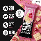 Warrior RAW Protein Bars 12 x 75g - 20g High Protein Bar, Low Sugar High Fibre Oat Protein Flapjack - Protein Snacks, Meal Replacement Bars (White Chocolate Cranberry) - Damaged Box - BBE 08/2027