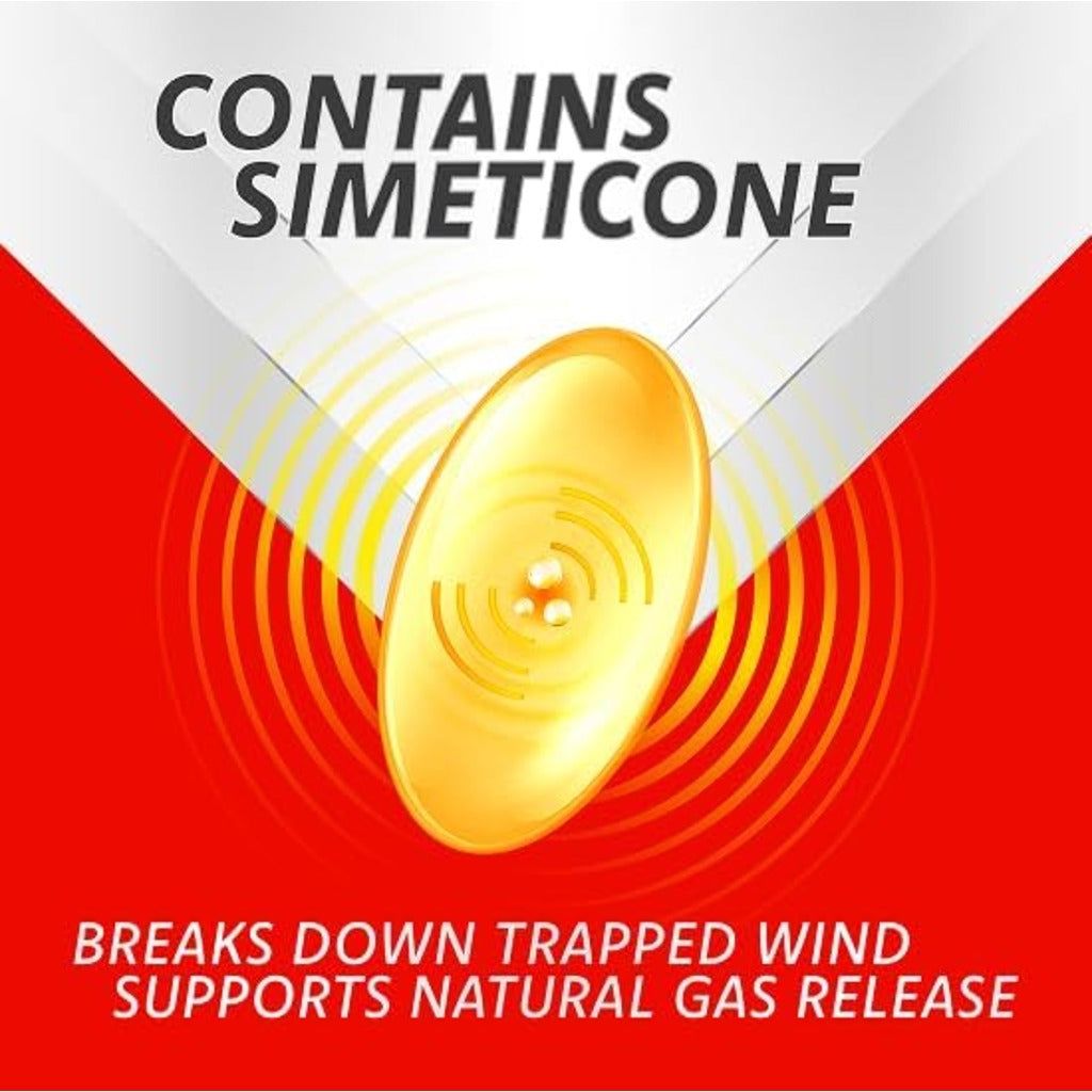 Rennie Wind Relief Pro - 50 Soft Gel Capsules - 250mg Simeticone - Flatulence & Gas Relief - Damaged Box - BBE 07/2027