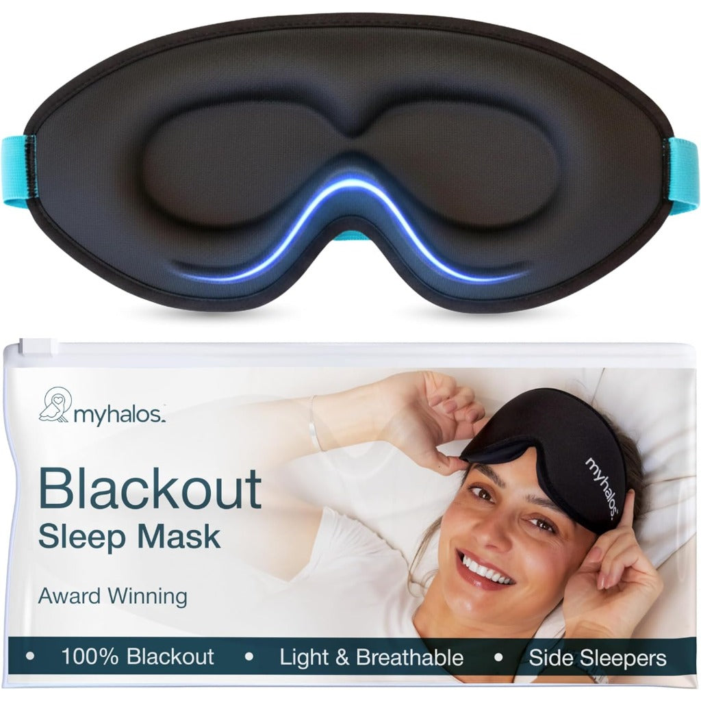 MyHalos Blackout Sleep Mask - Zero Pressure Eye Mask for Sleeping - Travel Comfort - Like New